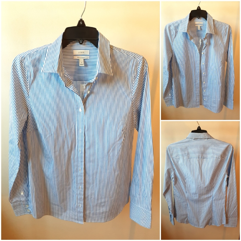 White and Blue Striped Button Down Shirt